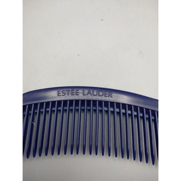 Estee Lauder Hair Brush Ball Tipped 6.5" Travel Purse navy Blue Plastic Vintage - Picture 7 of 7